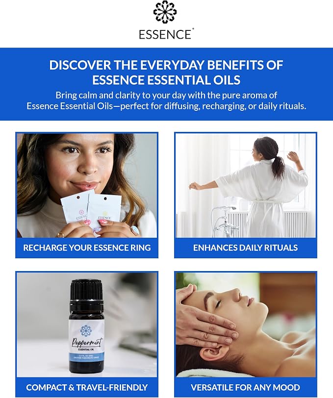 Essence Peppermint Essential Oil, 5 ml | Aromatherapy Oil for Diffusers & Personal Use | Natural Fragrance for Relaxation, Clarity & Wellness | Made in USA | Cool & Invigorating Scent