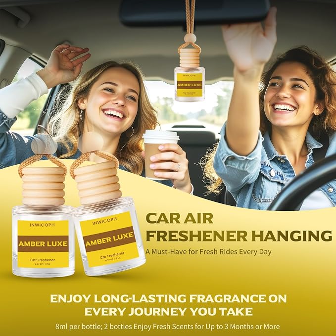 Car Air Freshener Diffuser Hanging, Amber Luxe Fragrance Oil