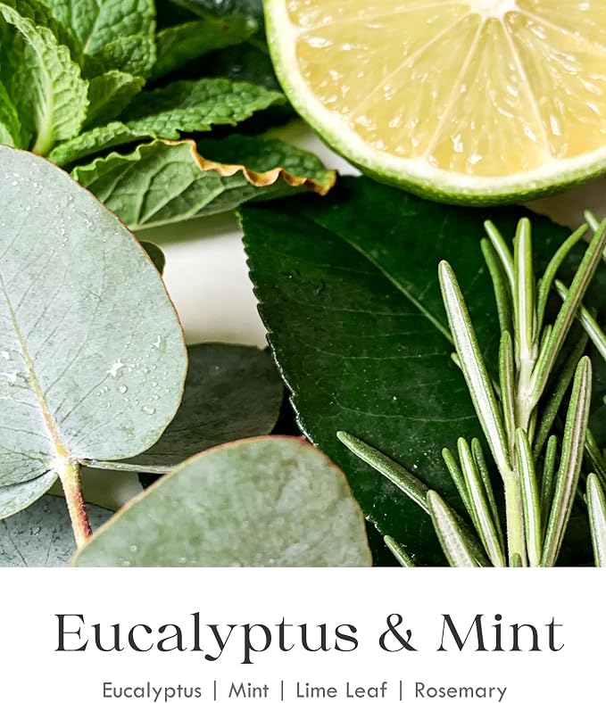 AOOVOO Eucalyptus Mint Candle for Relaxation - 3 Wick 12oz Large Scented Candle with Green Aventurine & Eucalyptus Leaves Inside, Soy Candles Non Toxic for Meditation, Stress Relief, Energy Cleansing