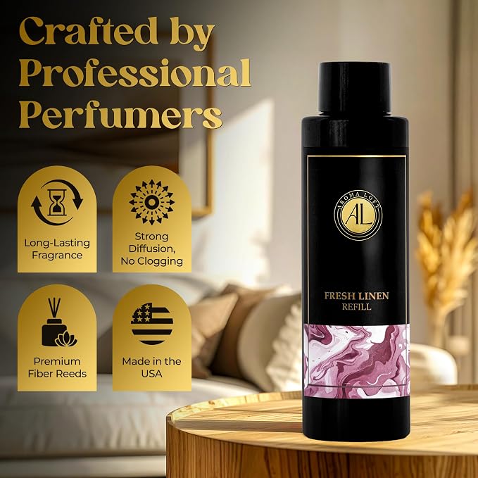 Reed Diffuser Refill, Diffuser Refills Liquid, Air Freshener Oil 4 oz, Fragrance Oil Diffuser (Fresh Linen)