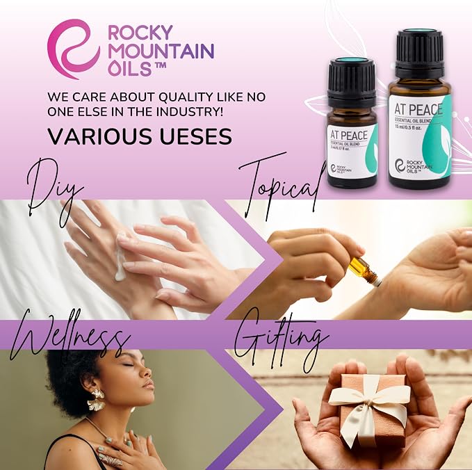 Rocky Mountain Oils at Peace Essential Oil Blend with Essential Oils - Aromatherapy Oils for Diffuser and Topical - Relaxing and Calming Essential Oils - 15ml