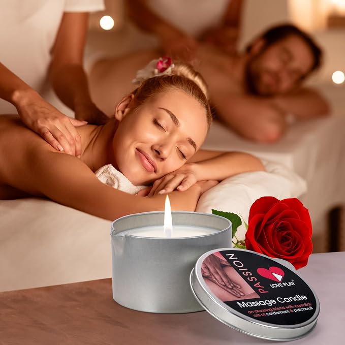 Massage Oil for Home Spa - Vegan Moisturizing Body Oil Candle for Relaxation - Hydrating Skin Care Massage Oils with Essential Oils (6.76oz)