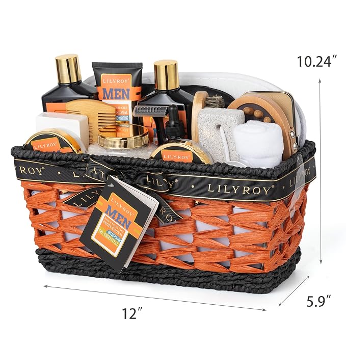 Fathers Day Gifts for Men, Birthday Gift, 26 Pcs Bath and Body Gift Basket Set for Dad - Spa Gift Set for Valentines Day with Shower Gel | Gifts Sets for Men Christmas Gifts, Gift for Dad