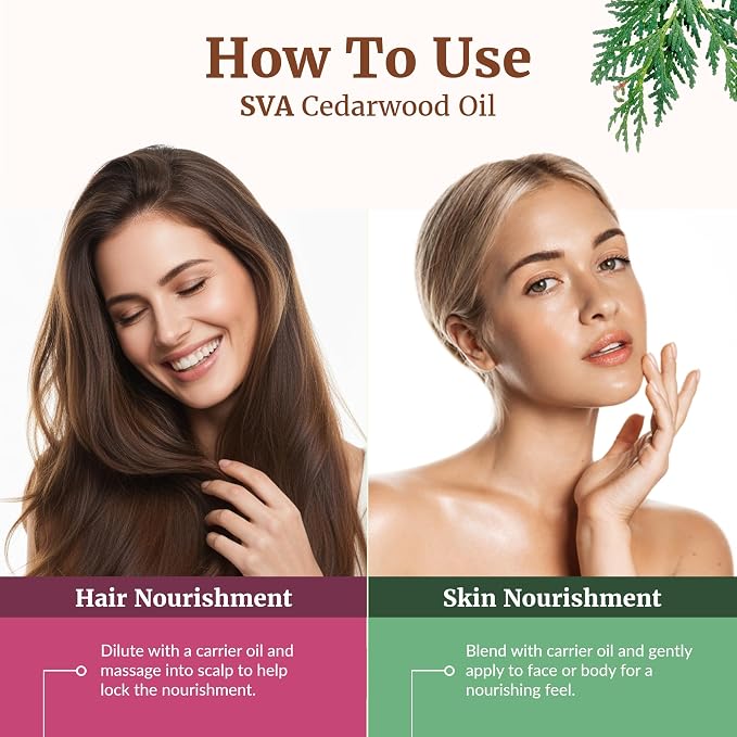 SVA Cedarwood Essential Oil 4 Fl Oz – for Diffuser, Skin & Hair Care – Ideal for Massage & DIY Blends - with Dropper