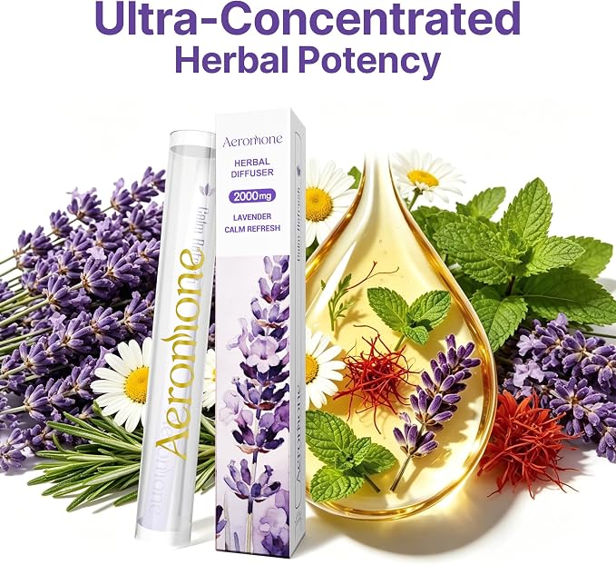 Lavender & Peppermint Essential Oil Ambient Scent Diffuser - 2 ml | Enjoy 2000mg pure botanical blend for mindful relaxation. Pocket-sized, passive natural fragrance for daily wellness & focus.