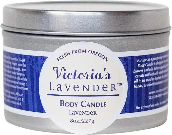 Lavender Massage Oil Candle Wax - Aromatherapy Candle that Turns Into Rub Oil, Ideal Relaxation, Meditation, & Spa Massage, Made in the USA, Travel Size Body Candle by Victoria's Lavender - (8 Oz)