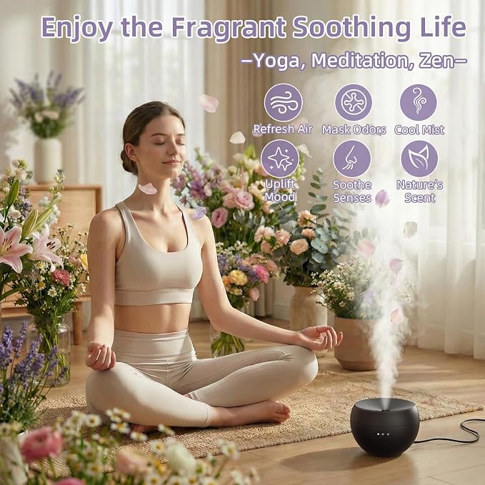 Essential Oil Diffuser,Cool Mist Humidifier with 2 Modes, Auto-Off Function | Small Ultrasonic Aromatherapy Diffuser, Fragrance Aroma Diffuser for Bedroom, Home Essentials, Scent Diffuser 100ml, Black