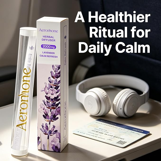 Lavender & Peppermint Essential Oil Ambient Scent Diffuser - 2 ml | Enjoy 2000mg pure botanical blend for mindful relaxation. Pocket-sized, passive natural fragrance for daily wellness & focus.