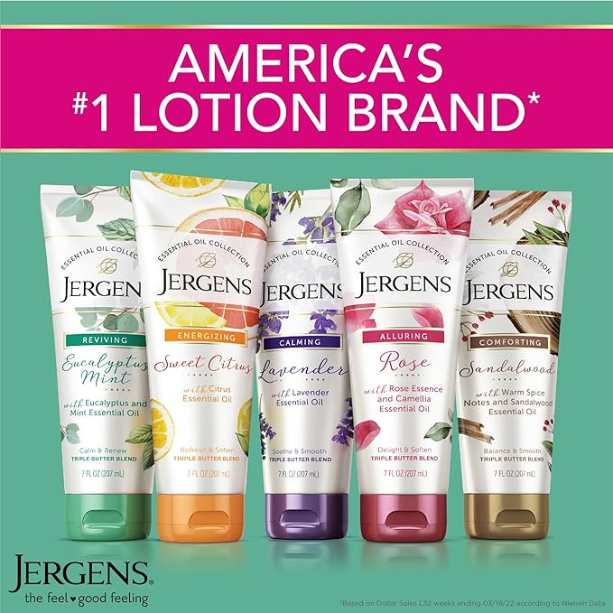 Jergens Lavender Body Butter Hand and Body Lotion, Moisturizer for Women, with Essential Oils for Indulgent Moisturization, 7 Oz (Pack of 5)