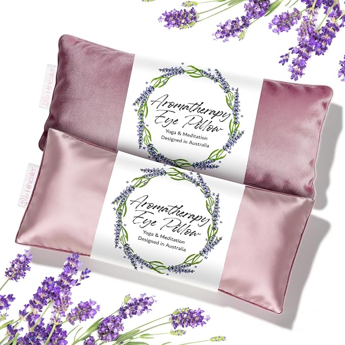 Weighted Eye Mask for Sleep, Yoga, Meditation, Lavender Eye Pillow Heated for Headache, Sinus, Dry Eyes Relief, Moist Heat Mask Purple Relaxation Gifts for Women (Pinkx2)