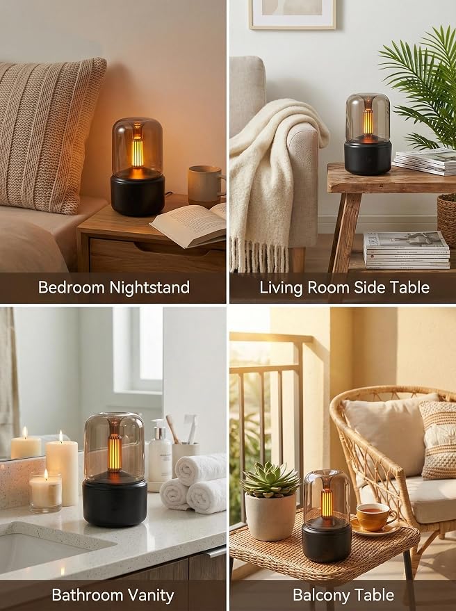 LONCIN Essential Oil Diffuser, 120ml Aromatherapy Diffuser with Auto Shut-Off Function, Ultrasonic Diffusers for Essential Oils, Cool Mist Humidifier with Warm Lights, for Home & Office