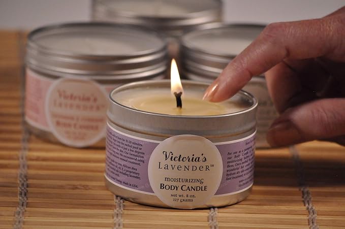 Victoria's Lavender Moisturizing Body Massage Candle, Aromatherapy Scented Candle Wax, Turns Into Nourishing Massage Oil, 8 Oz, Lavender Vanilla