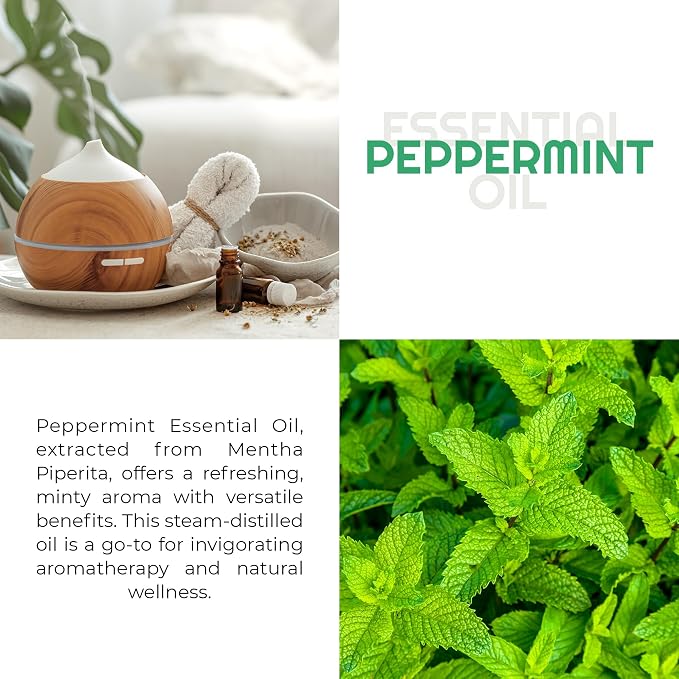 Peppermint Essential Oil for Diffuser Aromatherapy Pure Peppermint Oil for Hair Growth Organic for Skin Pure Essential Oil for Soap Making Pepermint Oil Essential for Laundry 16oz