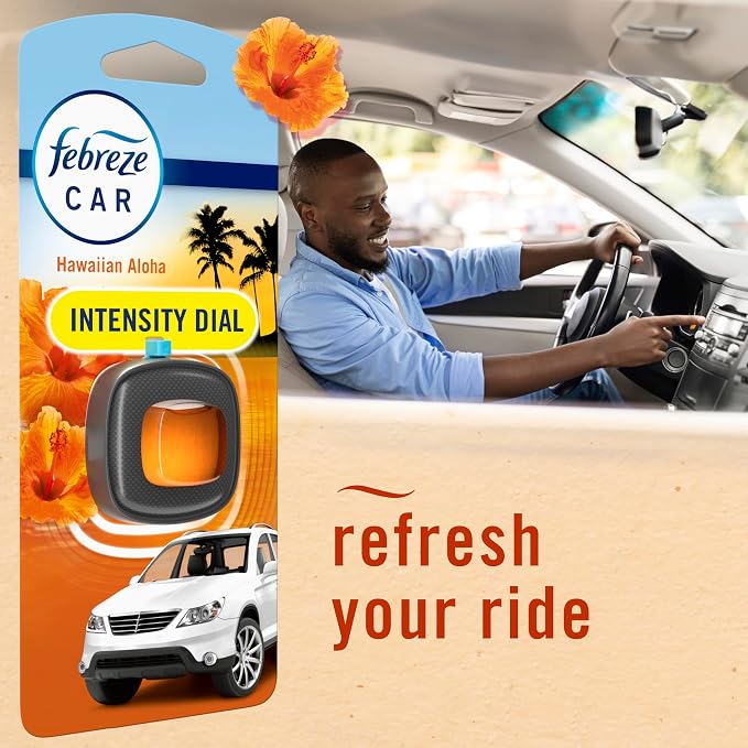Febreze Car Odor-Fighting Air Freshener Vent Clip, Hawaiian Aloha, 1 count, .06 oz