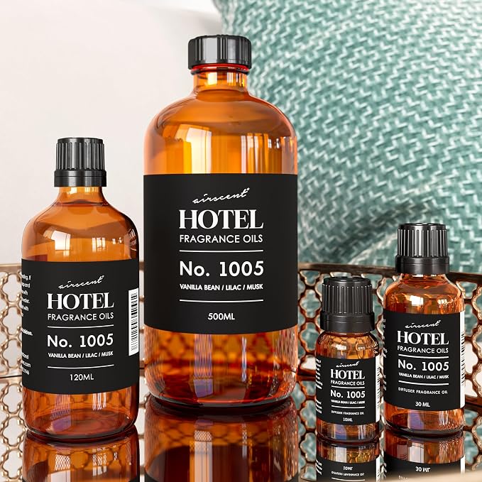 AirScent Hotel Diffuser Oil No. 1005 - Vanilla Lilac Sandalwood - 10 mL | Hotel Scent Dupe - Premium Fragrance Oil for Ultrasonic and Waterless Diffusers and Crafting - .34 fl oz Dropper Bottle