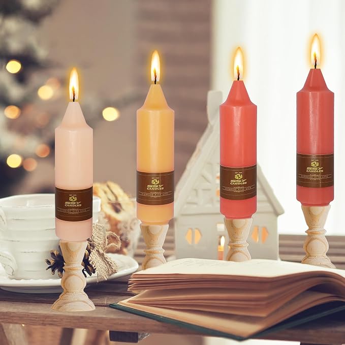 4 PCS Gradient Colored Taper Candlesticks Orange Taper Candle for Halloween Thanksgiving Day Dinner Household Décor Candlesticks