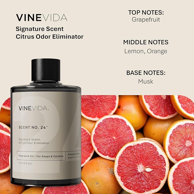 VINEVIDA [16oz] Citrus Odor Eliminator Fragrance Oil for Candle Making and Soap Making - Premium Candle Scents for Soy Candles
