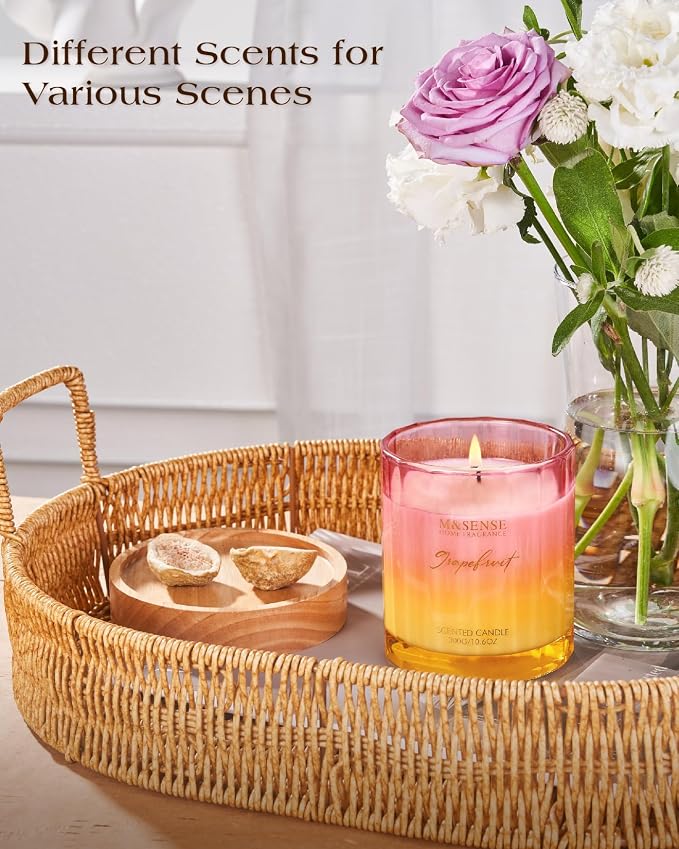 M&SENSE Grapefruit Soy Candles, 10.6oz Non-Toxic Natural Soy Wax | | Fresh Citrus Smelling, 60 Hours Long Lasting Slow Burn, Aromatherapy Candles Gifts for Housewarming