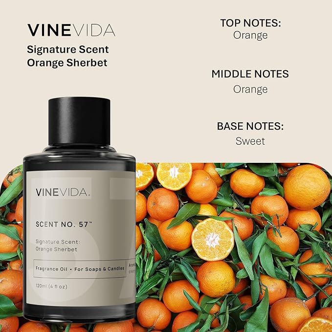 VINEVIDA [4oz] Orange Sherbet Fragrance Oil for Candle Making and Soap Making - Premium Candle Scents for Soy Candles