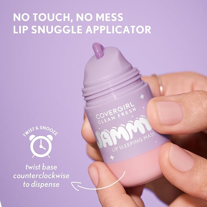 COVERGIRL Clean Fresh Jammy Lip Sleeping Mask, Lavender Scent, with Avocado & Grape Seed Oils, No-Touch Applicator – 10 Whipped Lavender