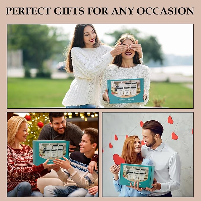 Candles for Home Scented,Lavender Candle Gifts Set,Made with Natural Soy Wax & Essential Oils, 6 Pack 42 Oz Candles Gifts for Women, Ideal for Birthday, Valentine's Day, Thanksgiving