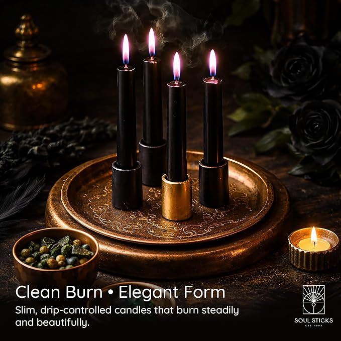 SOUL STICKS Protection Magic Spell Chime Taper Candles Deep Purple 20 Pack - Colored Unscented Chime Candles for Altar, Rituals, Ceremonies, Meditation Witchcraft Supplies, Wiccan, Candles Clearance