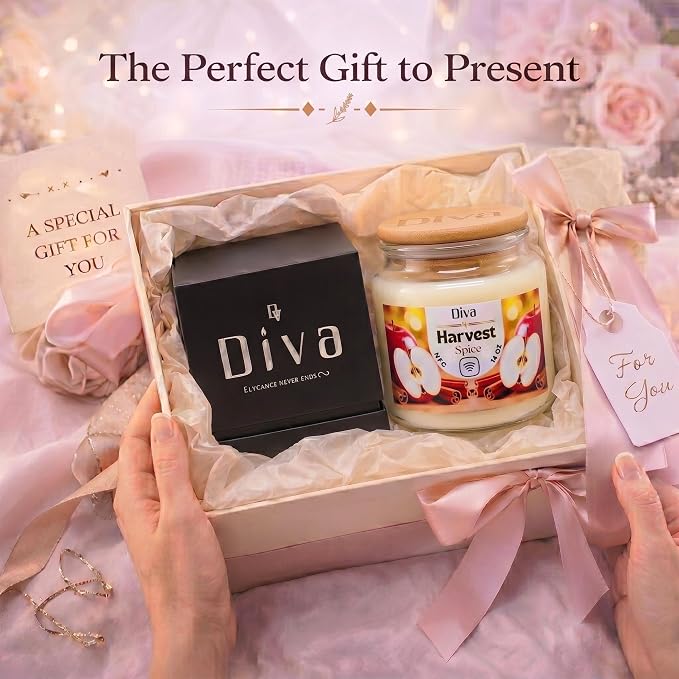 DV DIVA Apple Cinnamon Scented Soy Wax Candle Gift 14oz Anniversary, Valentine & Birthday Gift Luxury Large Candle with Hidden NFC Love Message Soft Fragrance for Home Decor & Relaxing Ambiance