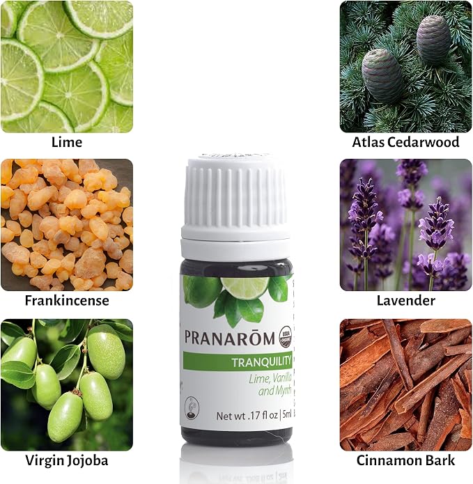 Pranarom - Tranquility Essential Oil Blend (5ml) - Lemon, Bergamot, Distilled Lime, Petitgrain, Spearmint, Orange - 100% Pure Essential Oil for Grounding & Clarity|USDA and ECOCERT Certified Organic