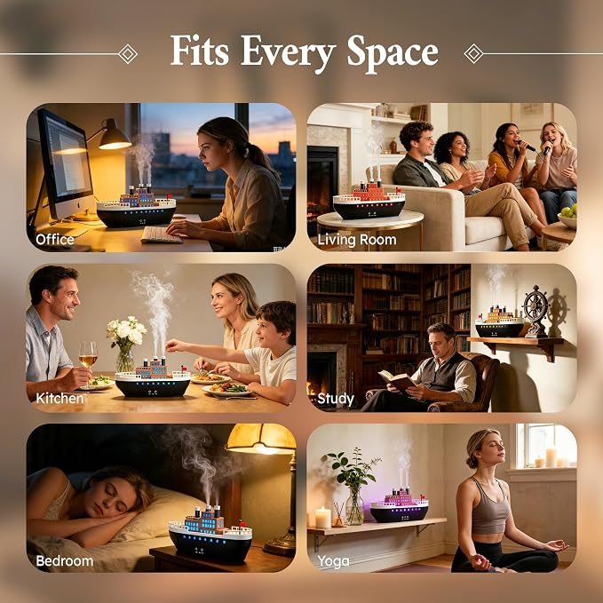 Essential Oil Diffuser 250ml, Ultrasonic Titanic Humidifier with 7 Color LED Lights, Quiet Operation, Auto Shut-Off, Remote Control, Perfect for Home, Office, and Bedroom Decor (Black)