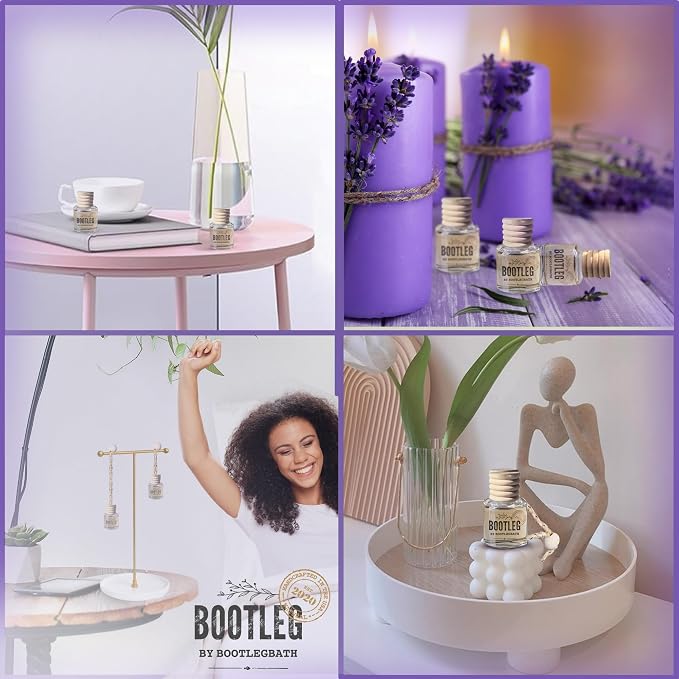 Car Air Freshener Diffuser, Lavender Aromatherapy, Natural Fragrance Oil, Long Lasting, By Bootleg Collection, Made in USA