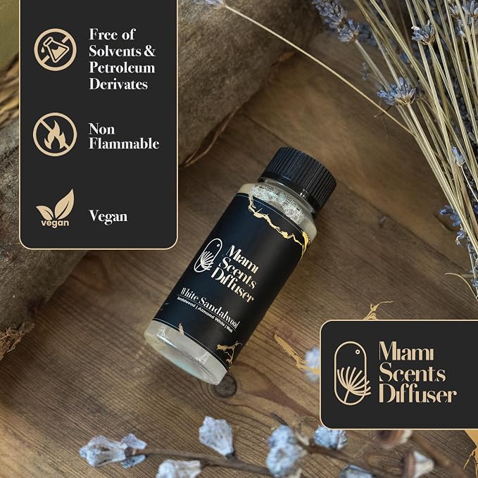 White Sandalwood Essential Oil Refill Luxury Hotel Inspired - Long Lasting Aroma for Home & Commercial Diffuser, 120 ml Fresh Blend of Musk and Almond White, Scent for Office Spa Wellness Aromatherapy