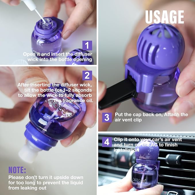 Carori Cute Car Air Freshener 2 Pack, Lightbulb-Shaped Car Fresheners, Automotive Vent Clip, Long Lasting Scent, Essential Oils, Cute Car Accessories for Women, Orange Scent (Lavender)