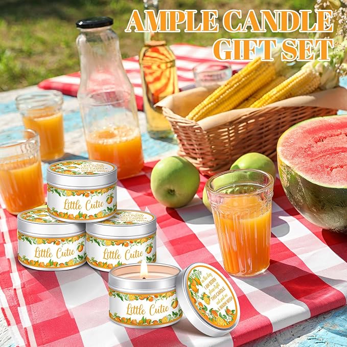 MTLEE 24 Pcs Mandarin Orange Baby Shower Party Favors Candles Lavender Scented Baby Shower Favors for Guests Rustic Tealights Candles Gender Reveal Return Gifts (1.2 oz, Orange)