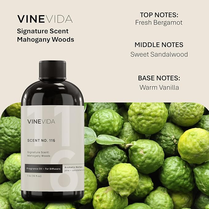 VINEVIDA [16 Oz] Inspired by: Mahogany Woods; Diffuser Oil Refill | Premium Scent Diffuser Oil for Home | Non-Toxic Fragrance