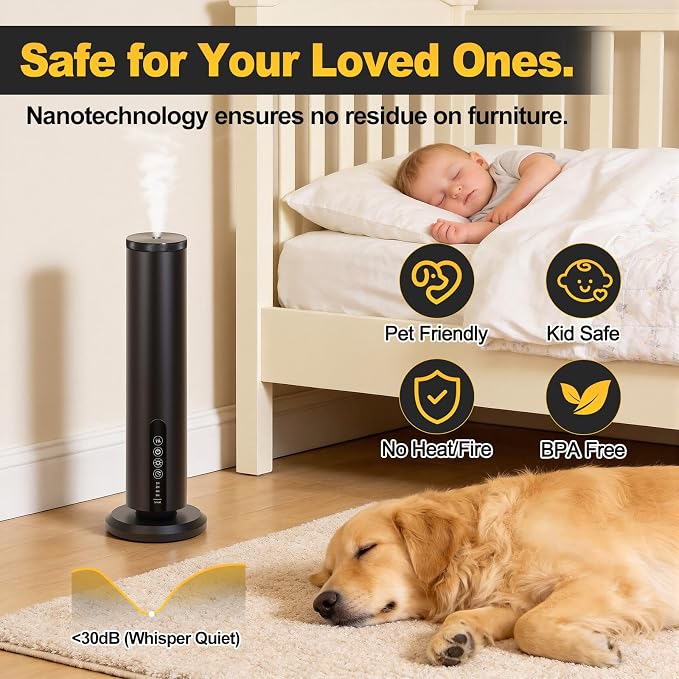 Hotel Waterless Scent Diffuser Starter Kit | 1500 Sq Ft Cold Air Essential Oil Diffuser with Bluetooth | Rechargeable Cordless Portable | Bedroom Office Home Spas | 4 X 20ml Hotel Essential Oil
