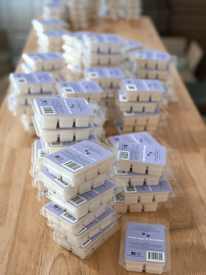 Pet Safe Wax Melts for Dogs | Non Toxic Soy Wax Melts | Natural, Paraffin-Free, Clean Burning | Odor Eliminating Wax Cubes | White Sage & Lavender
