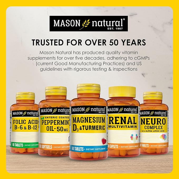 MASON NATURAL Peppermint Oil 50 mg Enteric Coated Supplement, 270 Day Supply of Gastrointestinal Support for Normally Functioning Bowel, Softgel Pills
