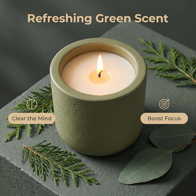 Manly Stress Relief Scented Candle for Men, Soy Wax Moss Forest Aroma Candle, 25H Long Lasting Clean Burning for Relax Meditation Yoga Spa, Unique Candle Gifts for Father Husband Boyfriend