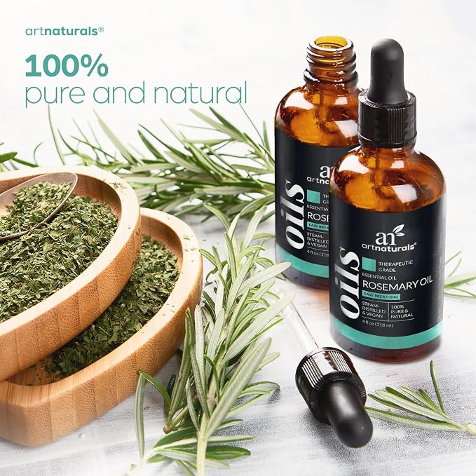 Artnaturals Rosemary Essential Oil (4.0 Fl Oz / 118ml) - 100% Pure Rose Mary Oils - Therapeutic Grade Best for Hair Growth, Natural Healing Solution, Aromatherapy & Diffuser