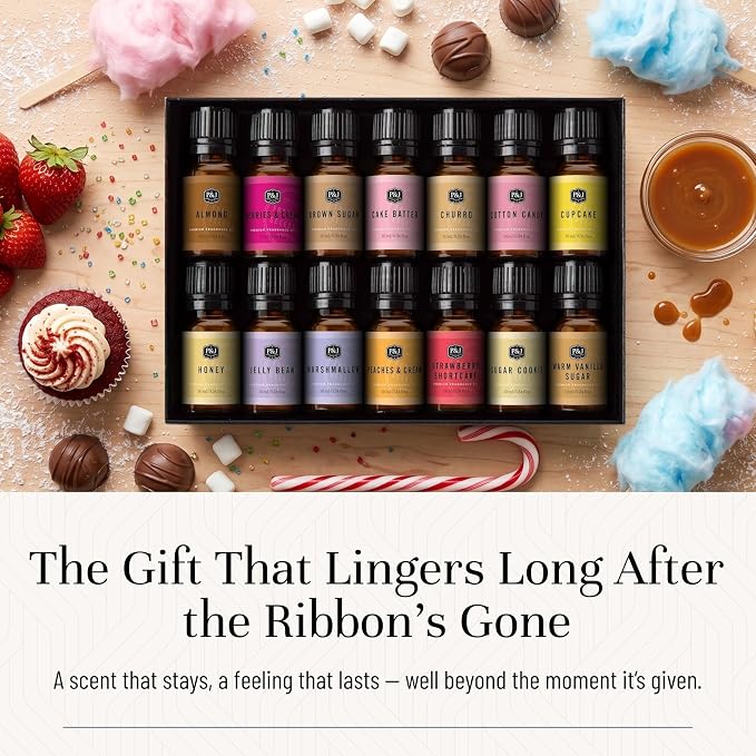 P&J Trading Sweet Essential Oil - 14x10ml Set, Premium Fragrance Oils for Candle Making, Diffuser, Soap, Perfume, Bath & Body, Cruelty-Free