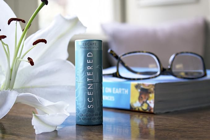 Scentered Aromatherapy Balm Stick - Escape - Natural Calm Essential Oil Roll On - Meditation Aid for Relaxation & Self-Care - Frankincense, Oud, Sandalwood - Mindfulness Gifts for Women