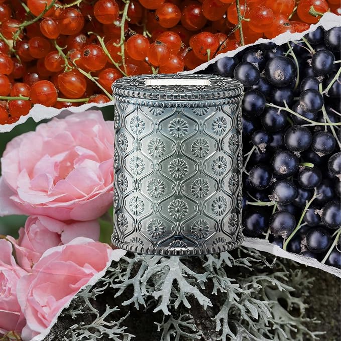 LA JOLIE MUSE Hey Baies Candles - Red Currant, Rose, Oakmoss | 6 oz Natural Soy Wax | 40 Hours Clean Burn | Berry Scented Candle | Gift-Ready for Hosts & Gatherings