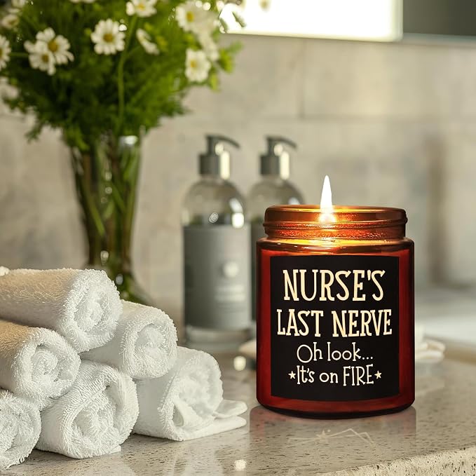 Funny Gifts for Nurse Women Men - Nurse's Last Nerve Relaxing Soy Candle for Her Mom Sister - Birthday Mothers Day RN Graduation Nurse Week Appreciation Thank You Gift for Friend Coworker Boss