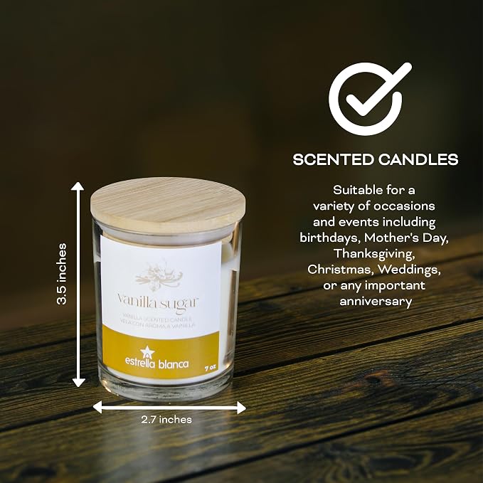 7oz Vanilla Sugar Fall Scented Candles for Home, Aromatheraphy Candles Gifts Set for Women & Men.