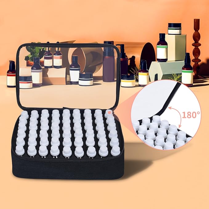 Essential Oils Carrying Case Holds 54 Bottles with Detachable Pad,Black