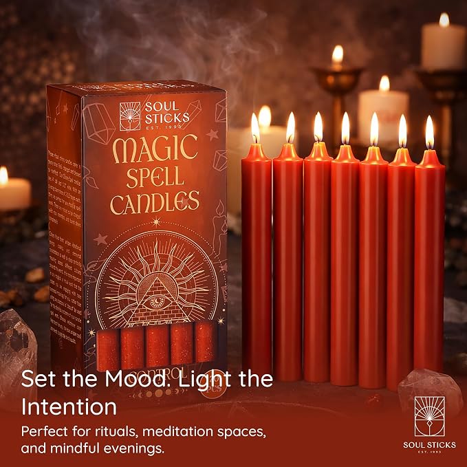 SOUL STICKS Control Magic Spell Chime Candles 20 Pack - Ideal for Altar, Rituals, Ceremonies, Meditation Orange Chime Candle for Witchcraft Supplies, Wiccan Supplies, Candles Clearance