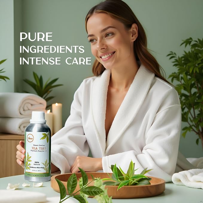 My ACE Tea Tree Essential Oil 16 Fl Oz - 100% Pure & Natural - Premium Grade for Aromatherapy, Diffuser, Skin, Hair, Massage, Candle, Soap Making, Home - Glass Bottle with Dropper - Long Lasting Scent