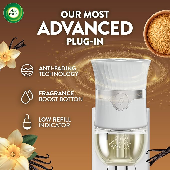 Air Wick Plug-In Scented Oil Refills, 6 Count, Brown Sugar and Vanilla, Air Freshener, Essential Oils
