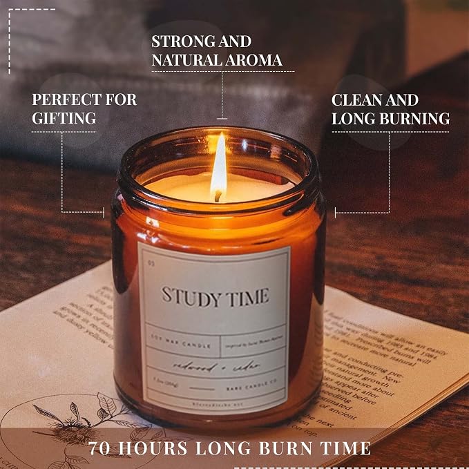 Blessed is She Premium California Redwood Scented Candle with Cedar Scent Study Candles, 7.2oz Glass Candle Jar, 100% Soy Wax Candles with Wood Wick, Aromatherapy Candle for Studying Redwood Gifts