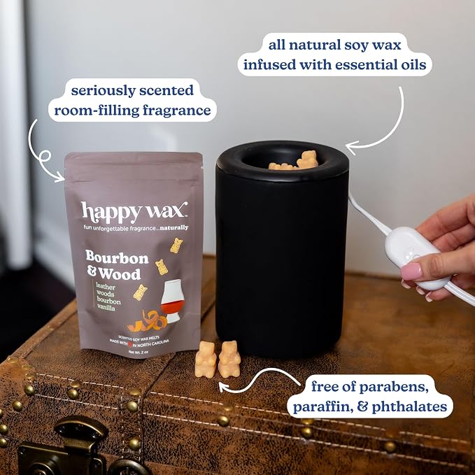 Happy Wax Fan Man Cave Collection Scented Natural Soy Wax Melts – 6 Total Oz. of Scented Wax Melts, Collection Includes Desert Torchwood, Bourbon & Wood and Bonfire